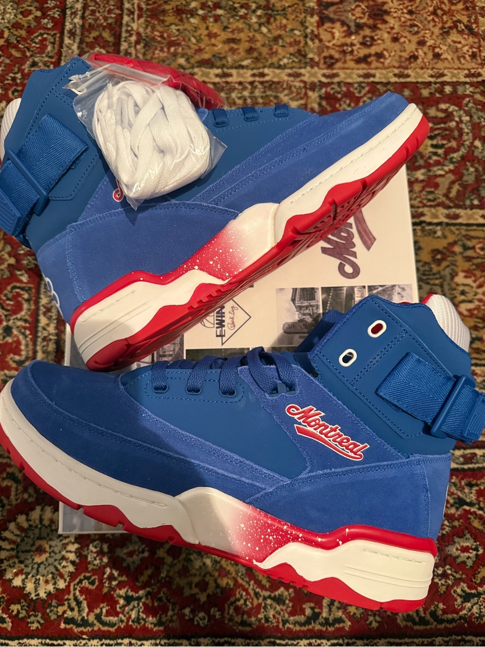 Ewing 33 Hi Montreal Men's High-Top Sneakers in Blue and Red